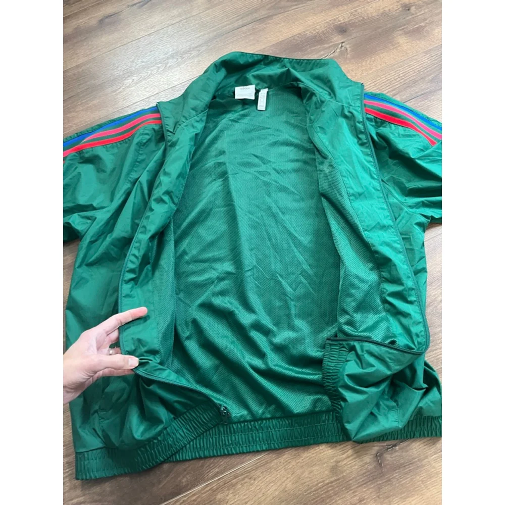 Adidas Trefoil 3 stripes track jacket green size L